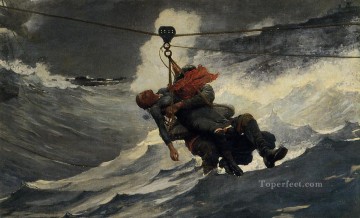  Winslow Oil Painting - The Life Line Realism marine painter Winslow Homer